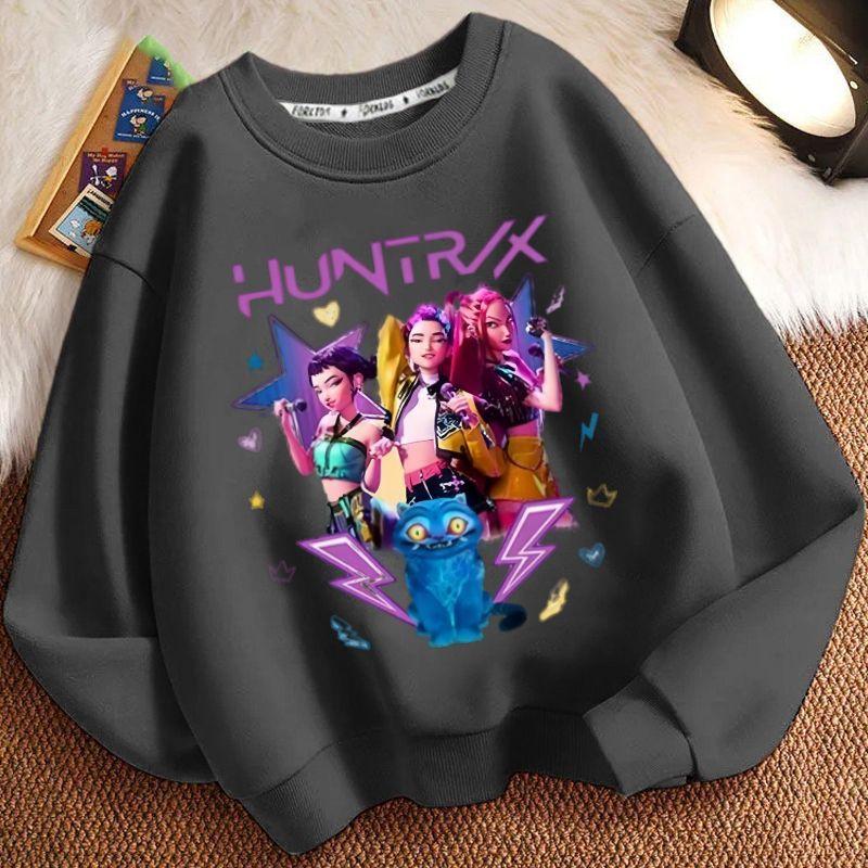 Kinder-Mode Hexenjagd Team Rundhals-Hoodies für Herbst und Winter, Lockere Langarm-Freizeitjacken für Jungen und Mädchen