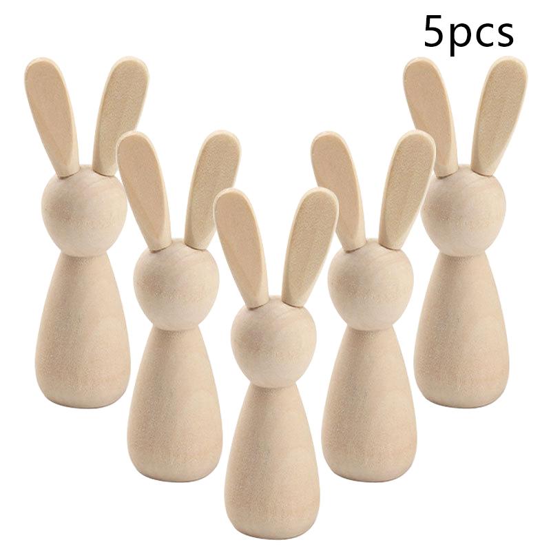 

5/10 шт. Деревянные кролики Сделай сам Граффити Рисование Фигурка кролика Неокрашенные Натуральные Деревянные Маленькие Поделки Домашнее Украшение