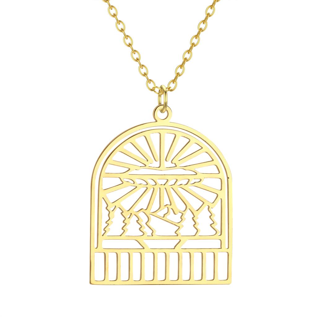 Kinitial Raindrop Cloud Whale Ghost Hand Flower Horse Meditation Moon Stainless Steel Pendant Necklace For Women Jewelry Gift
