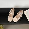 Sheepskin Version~ French Bow Gentle Mary Jane Shoes Women's One-word Buckle Ballet Shoes Shallow Mouth Flat Shoes