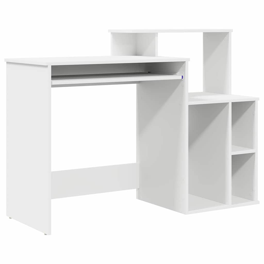 White Desk with Shelf 120.5 x 44 x 88.5 cm Engineered Wood