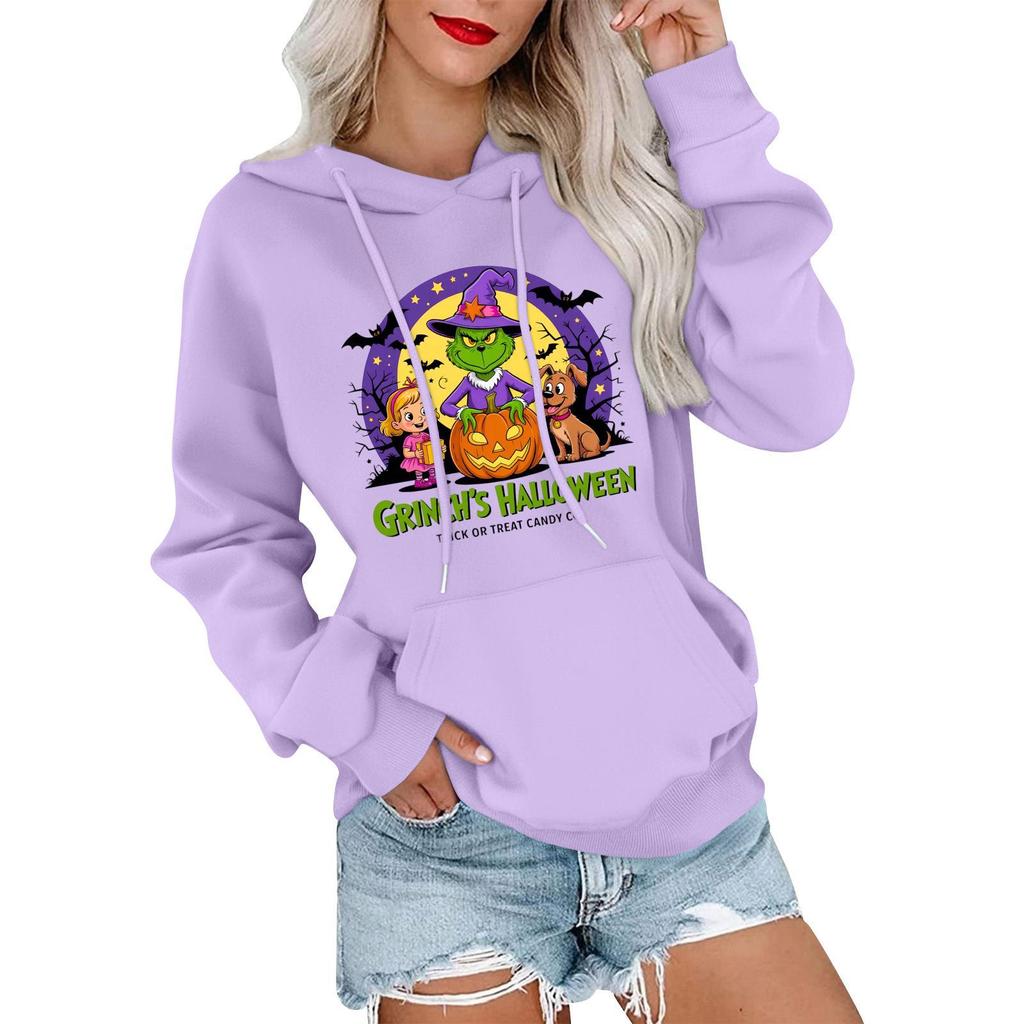 Women's Casual Comfortable Neck Hooded Long Sleeve Christmas Print Warm Sweatshirt