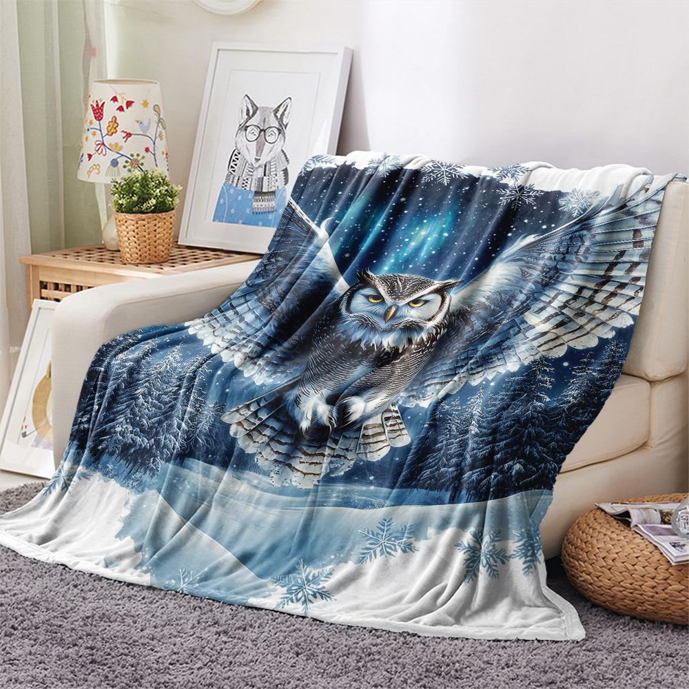 Owls Print Flannel Blanket, High Quality Comfortable for All Seasons, Home Decor, Warmth and Comfort