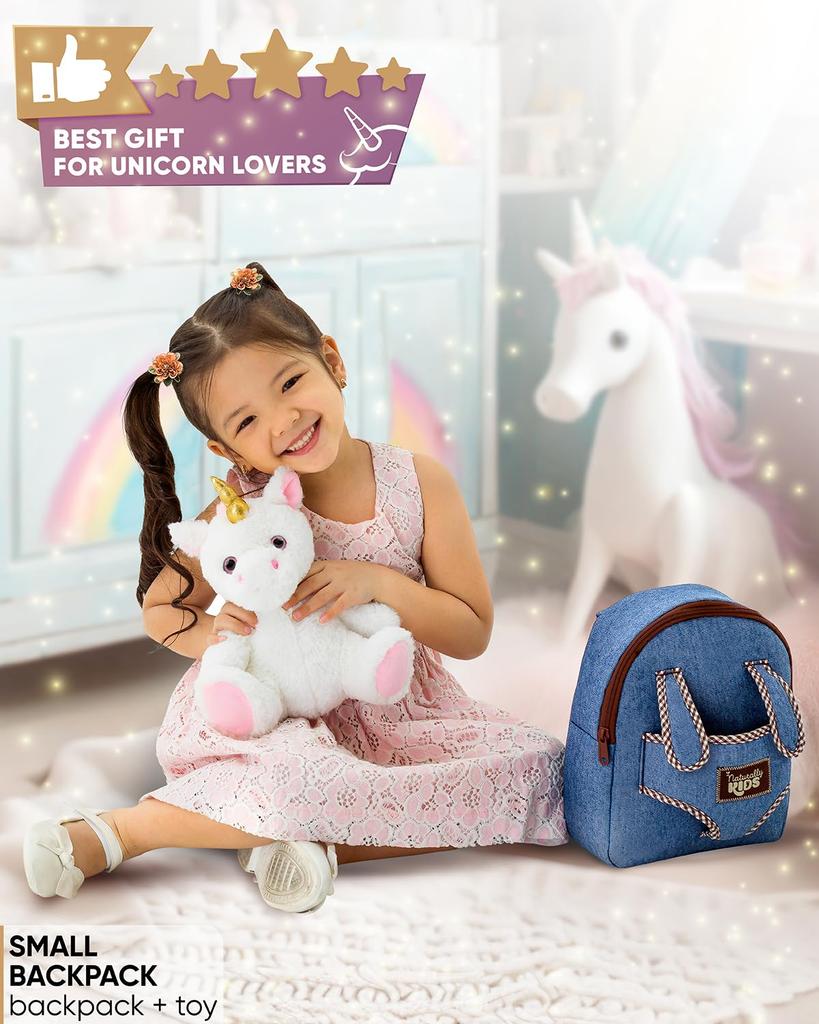 Naturally KIDS Toddler Backpack with Plush Toy Toddler Gift for Boys Girls Small Backpack Unicorn Toy