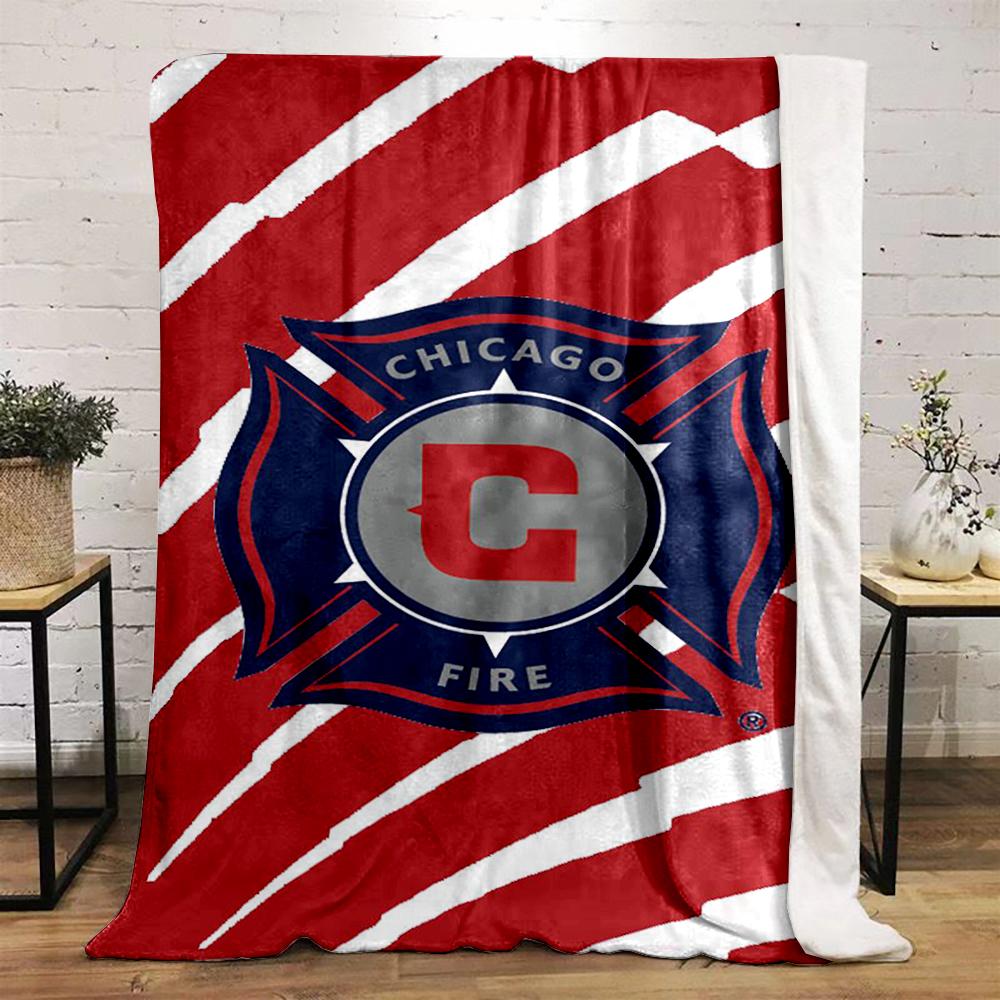 Chicago Fire Logo Red printed Flannel blanket for bedroom, living room, sofa, and nap