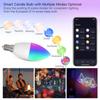 Tuya Smart E14 RGB LED Candle Bulb 5W WiFi/Bluetooth Control Dimmable Crystal Lamp Works with Alexa Google for Bedroom Living Room Lighting