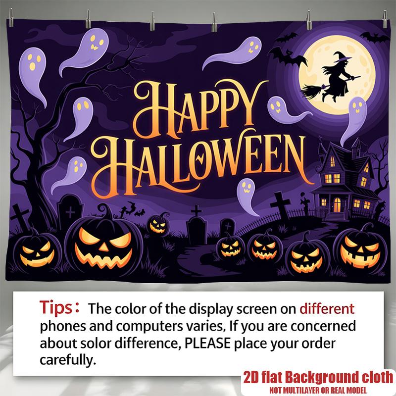 Party Backdrop Halloween Flat Spooky Witch Photo Booth Background Party Decor
