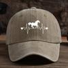 Men's and Women's Outdoor Washed Retro Peaked Cap with ECG Pony Print Fashionable Retro Baseball Cap