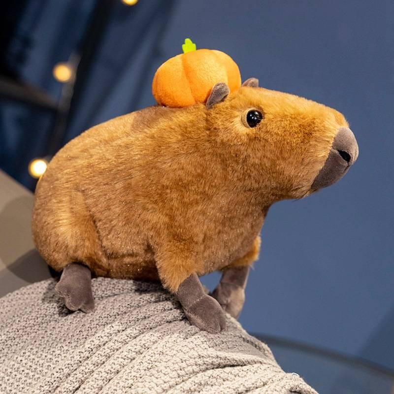 Adorable Orange Capybara Plush Toy Soft Cuddly Stuffed Animal Doll For Kids
