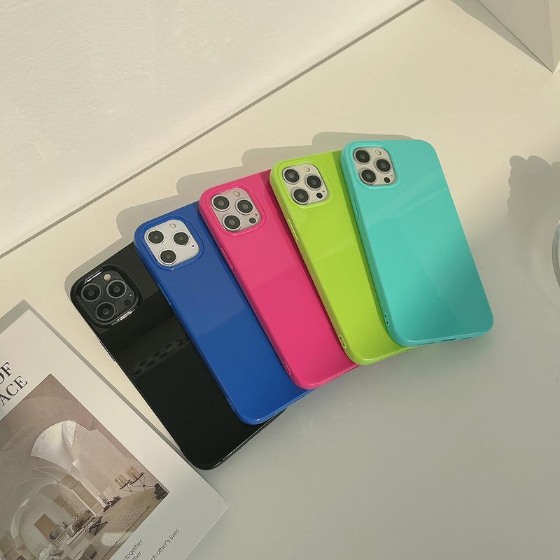 Enkelt fluorescerende fargetelefondeksel for Iphone 14 12 13 11 Pro Promax Plus X Xr Xsmax Støtsikkert hardt telefondeksel