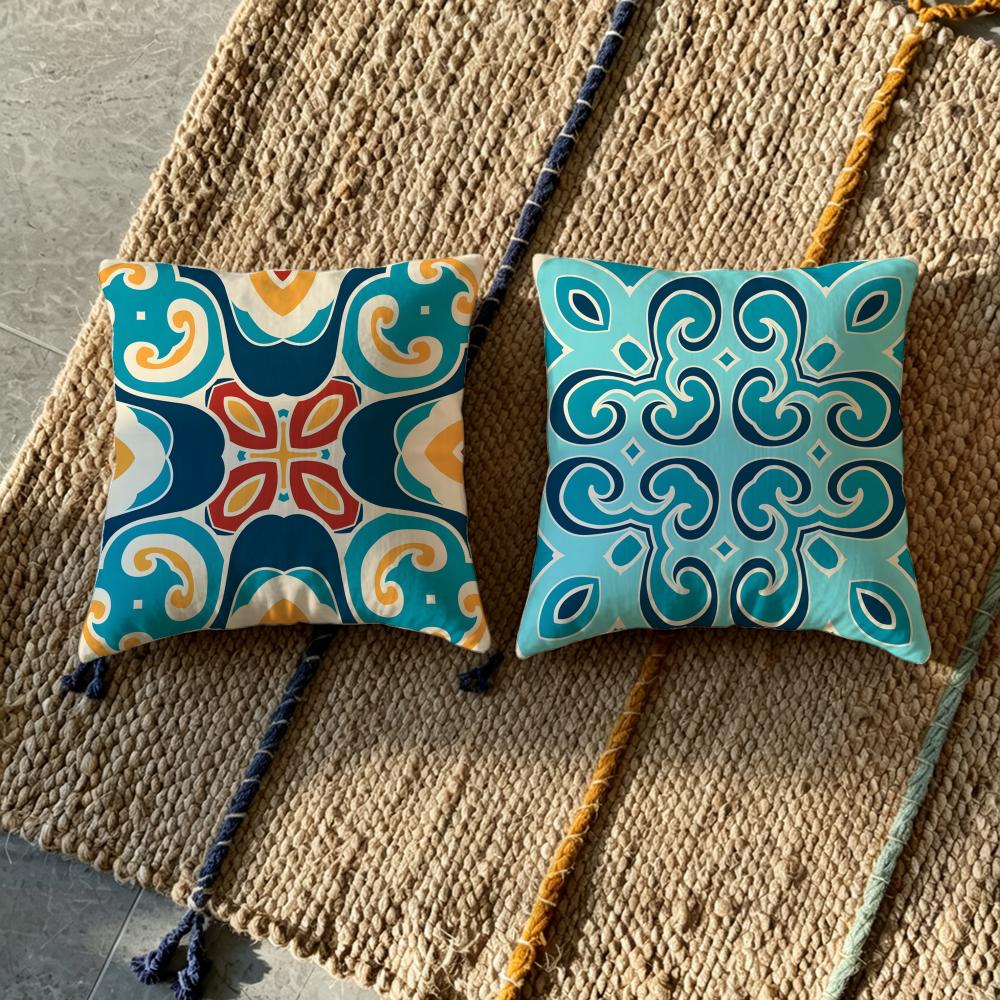 P-Portuguese Style Cushion Cover Cushion Cover Pillowcase, Anti-Mite Invisible Zipper, Linen Sofa Cushion