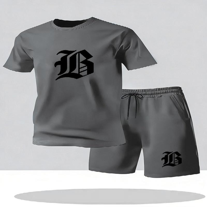 2026 Summer New Men's Casual Set Printed Sportswear Summer Streetwear Outdoor Shorts Set