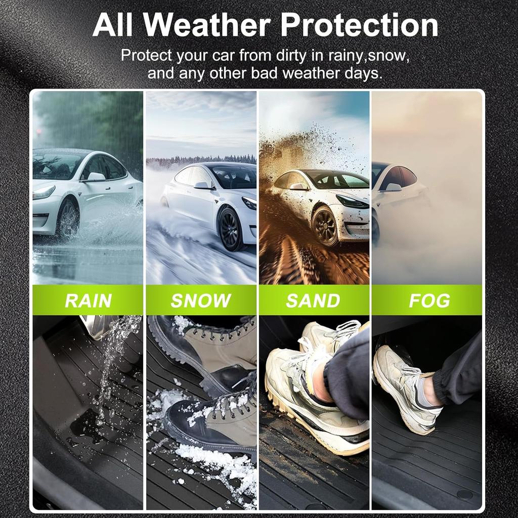 Car Trunk Mats For New Tesla Model Y 2025 Juniper TPE Floor Mats & Cargo Liner All Weather Trunk Mats Floor Liner Backrest Mats