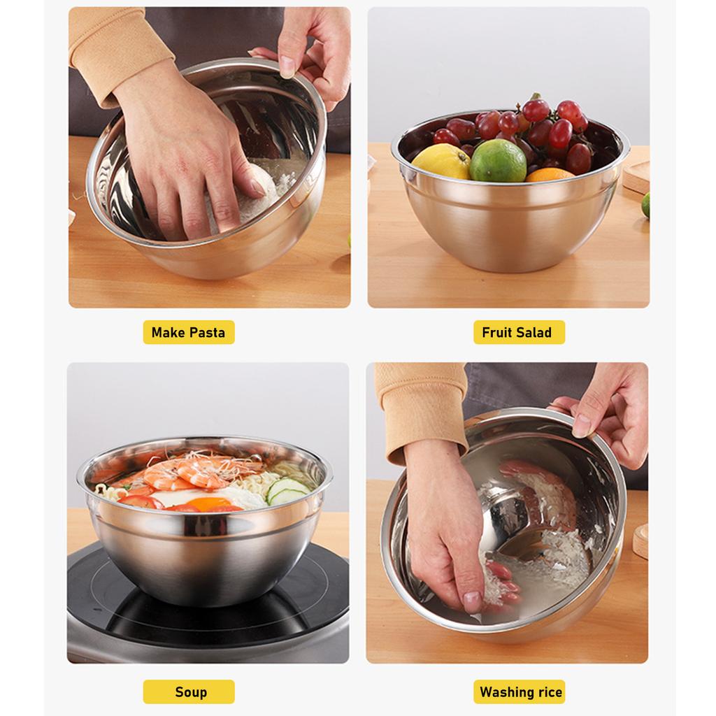 5PCS Stainless Steel Mixing Bowls with Lids Stackable Nesting Bowl for Baking Cooking Prepping and Serving