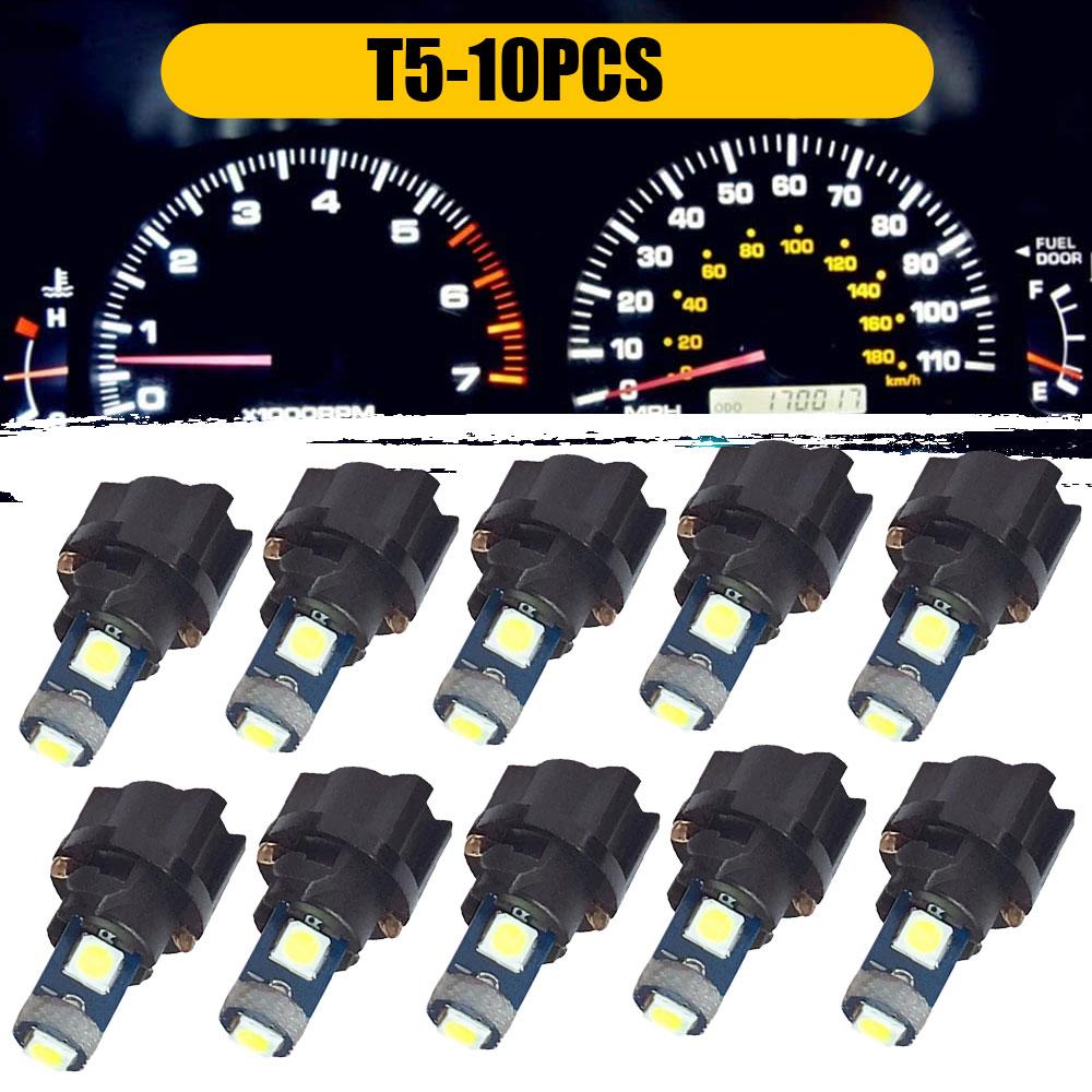 10Pcs T5 Car Auto Wedge LED Light Bulb Lamp Dash Board Instrument White Ice Blue Universal Car Interior Light Accessories