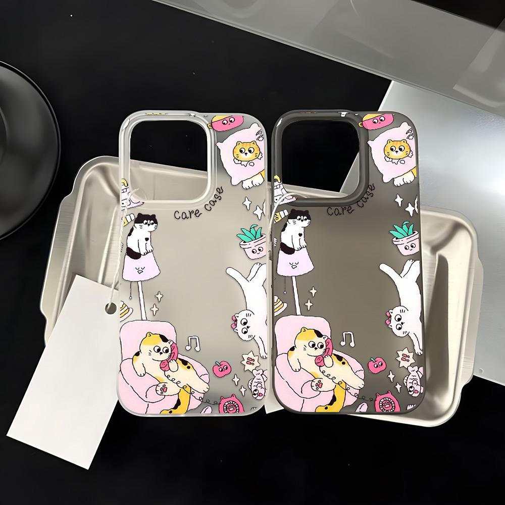 Mobile Phone Cases for iPhone 11 13 15 Pro Max 12 14 Pro Max Case iPhone 16 15 Plus 13 Pro 12 Mini 13 Mini Frosted Texture Painted Cartoon Flowers