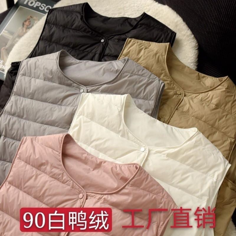 Womens Short Lightweight Down Vest 2026 Fall Winter Thin Warm Puffer Without Sleeves Slim Fit Urban Style