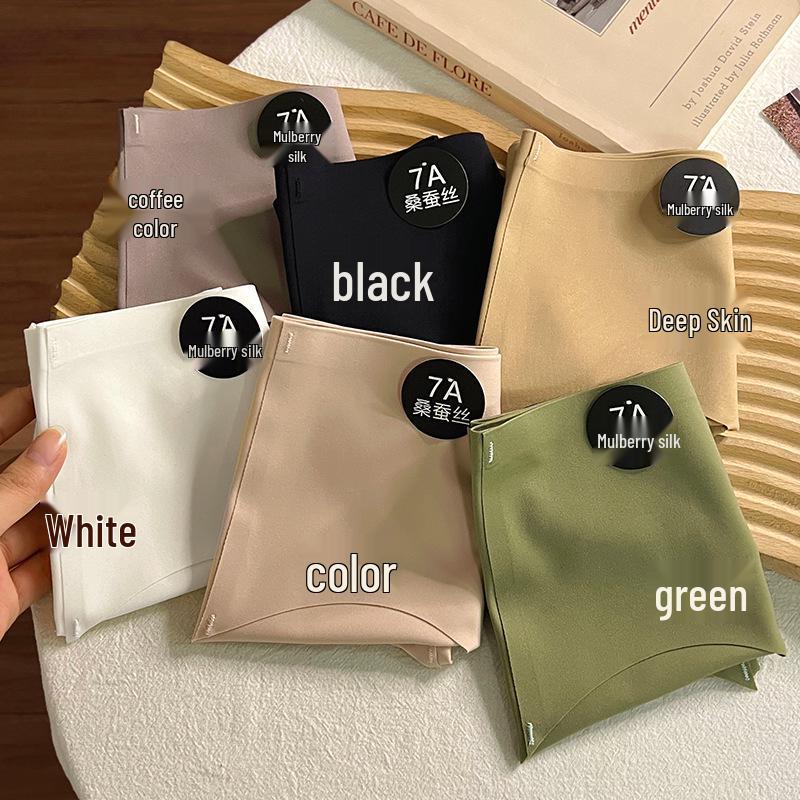 Women's Seamless Ice Silk Panties - Comfortable, Breathable, High Elastic Mid-Waist Briefs with Mulberry Silk Crotch