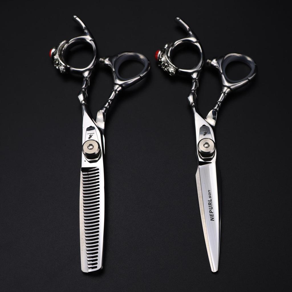6.0-inch Personalized Tail Ring Hairdressing & Barber Scissors Set - Straight & Thinning Shears