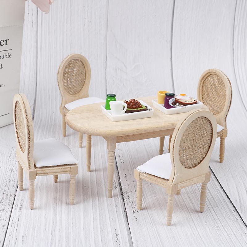 1:12 Puppenhaus Miniatur Esstisch Stuhl Set Puppenhaus Küchenmöbel Spielzeug