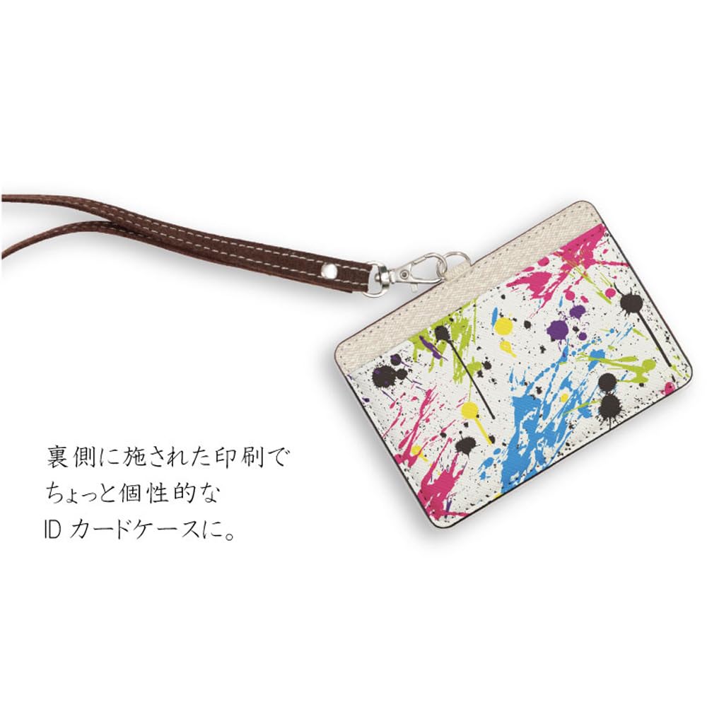 Grand Cinq Colorful Ink ID Card Holder with Neck Strap [Black] Name Tag Holder, Employee ID Card Holder, Neck Strap, Pass Case, Commuter Pass Case