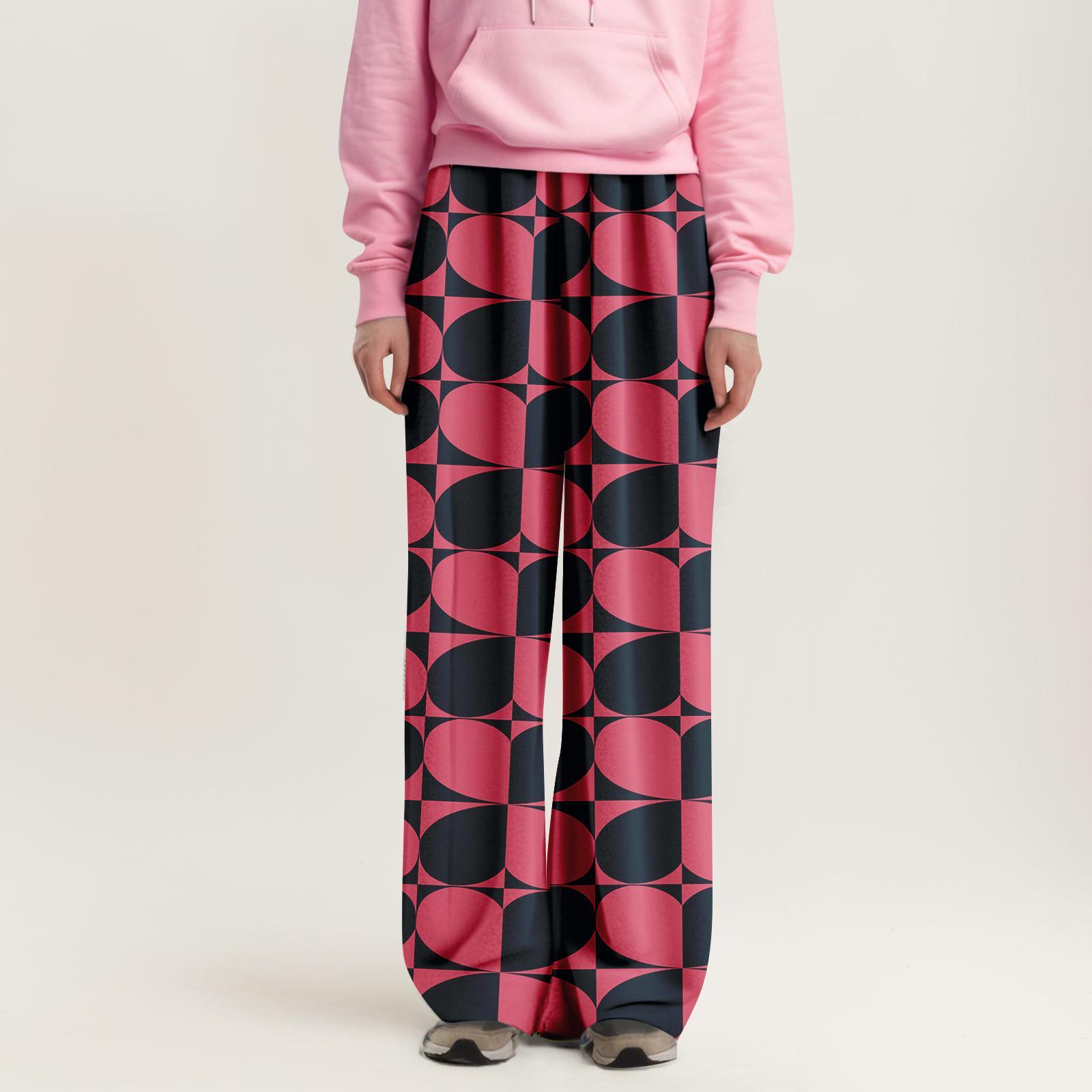 

Женские пижамные штаны, одежда для сна, повседневные брюки с эластичной резинкой на талии, удобные прямые свободные брюки для йоги L винный