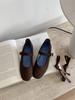 Japanese princess shoes 2025 new one-word mixed flannel Mary Jane single shoes woven shoes flat single shoes women