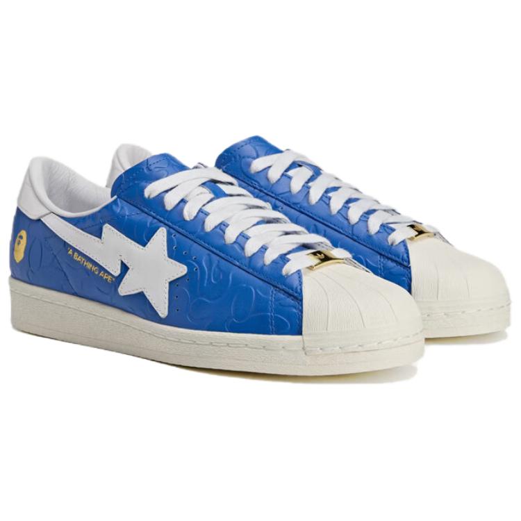 Nye Adidas Originals Superstar Vintage Bape Blå Hvit JR2702