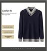 Pierre Cardin Men's Thickened Knit Pullover – Casual Autumn/Winter Long-Sleeved Sweater for Middle-Aged Men
