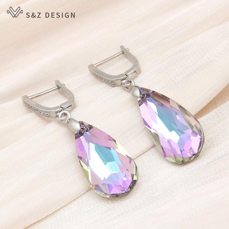 

Модные серьги-подвески цвета розового золота с каплями воды и кристаллами для женщин, свадебные украшения, элегантные серьги с кубическим цирконием