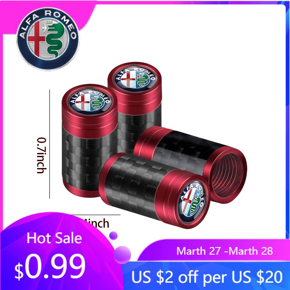 DCQFJ1 For Alfa Romeo 4Pcs Aluminum Alloy Car Tire Valve Cap Auto Wheel Accessories For Alfa Romeo Giulietta Giulia GT Mito Brera F1 St