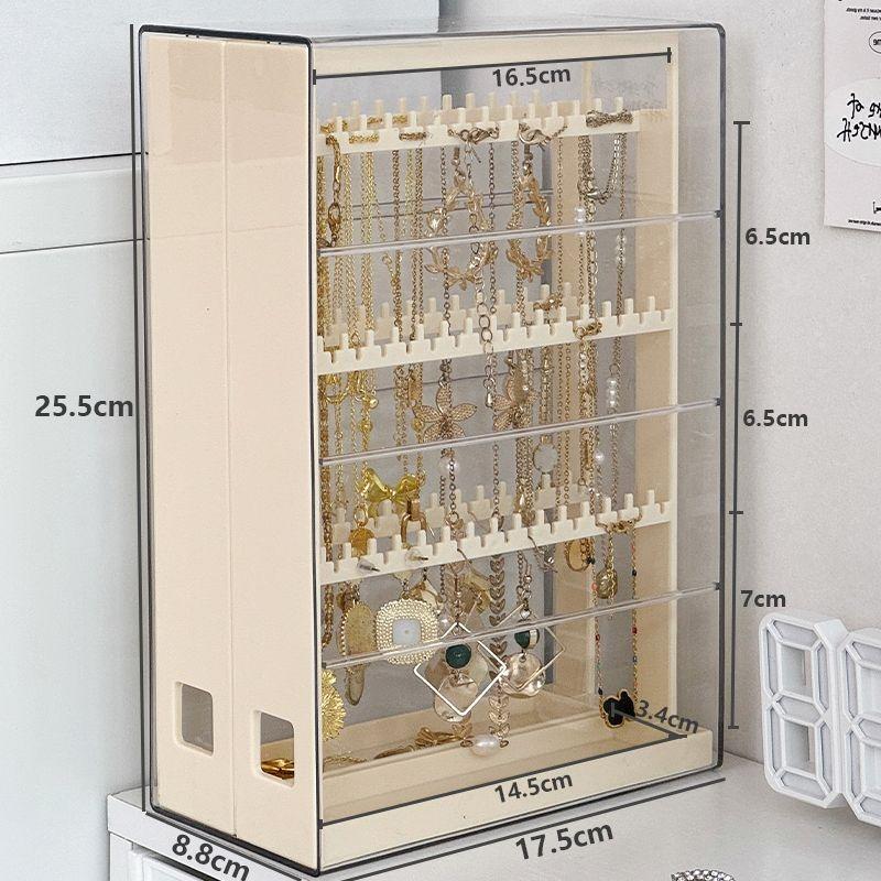 Portable Jewelry Storage Box Earring Display Stand Plastic Organizing Boxes Necklace Ring Organizer Women Jewellery Holder Gift