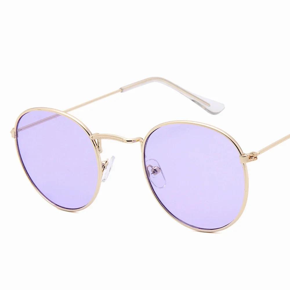 Pink Metal Small Round Sun Glasses Woman Vintage Travel Classic Sun Glasses Female Fashion Retro Lunette De Soleil Femme