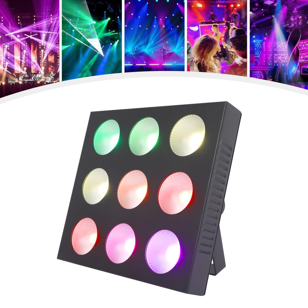 Aluminum Alloy Rectangular Stage Light,Black 9 *12W RGBW LEDs Lights Self-propelled for Weddings,Birthday Parties