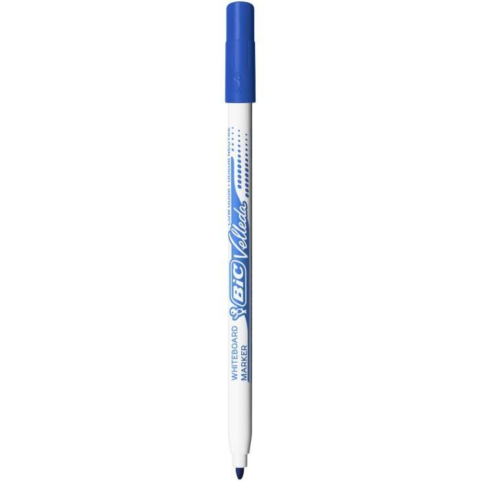 BIC Velleda 1721 Feutres pour Tableau Blanc Effaçables à Sec Pointe Conique Fine - Bleu, Boîte de 24