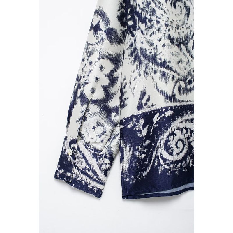Kaslead New Arrival Women's Fashion Style Fashionable with Side-Slit Print Shirt Pants 8955174 8093173
