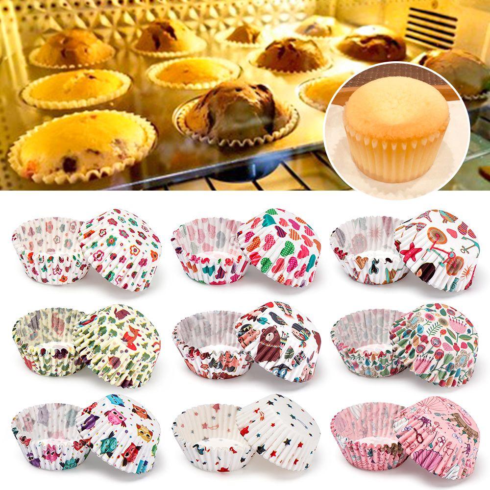 100PCS DIY Pastry Tools Cupcake Party Supplies Grease-proof Cake Paper Cups Flower Animal Muffin Cup