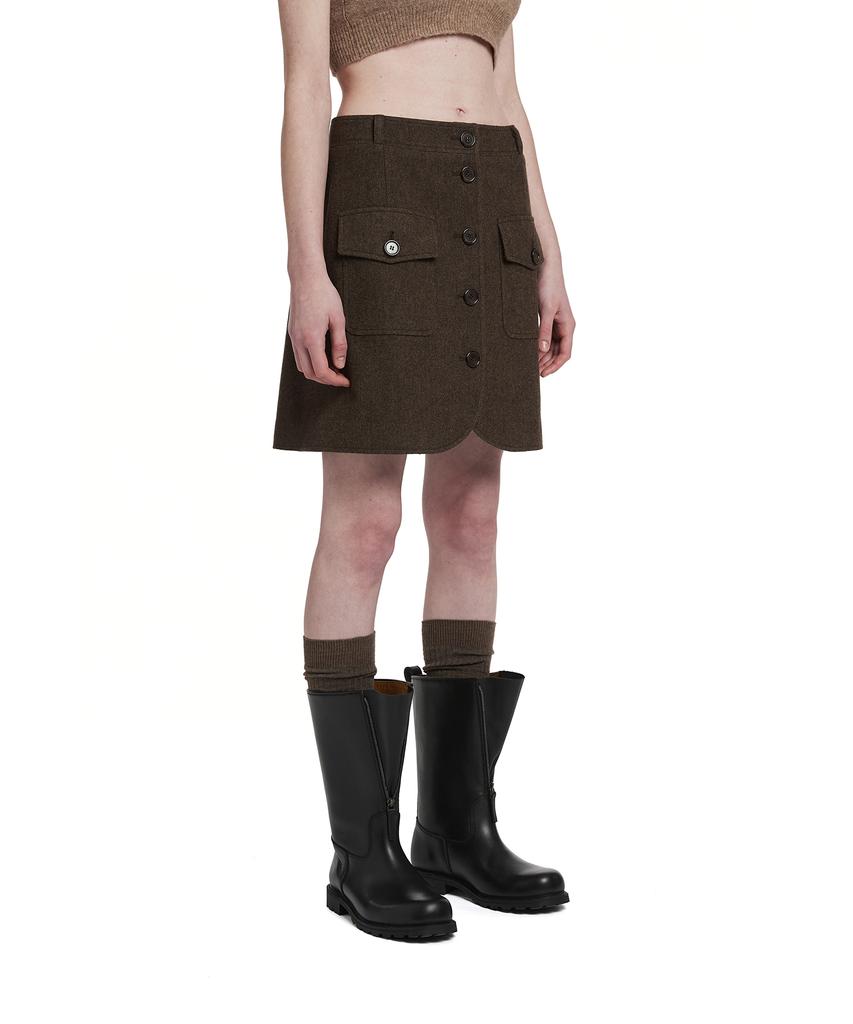 Trunk Project Buttoned Miniskirt_Brown
