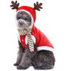 Winter Pet Christmas Costume Hooded Plush Reindeer Outfit Cats Dogs Small Medium Large Sizes