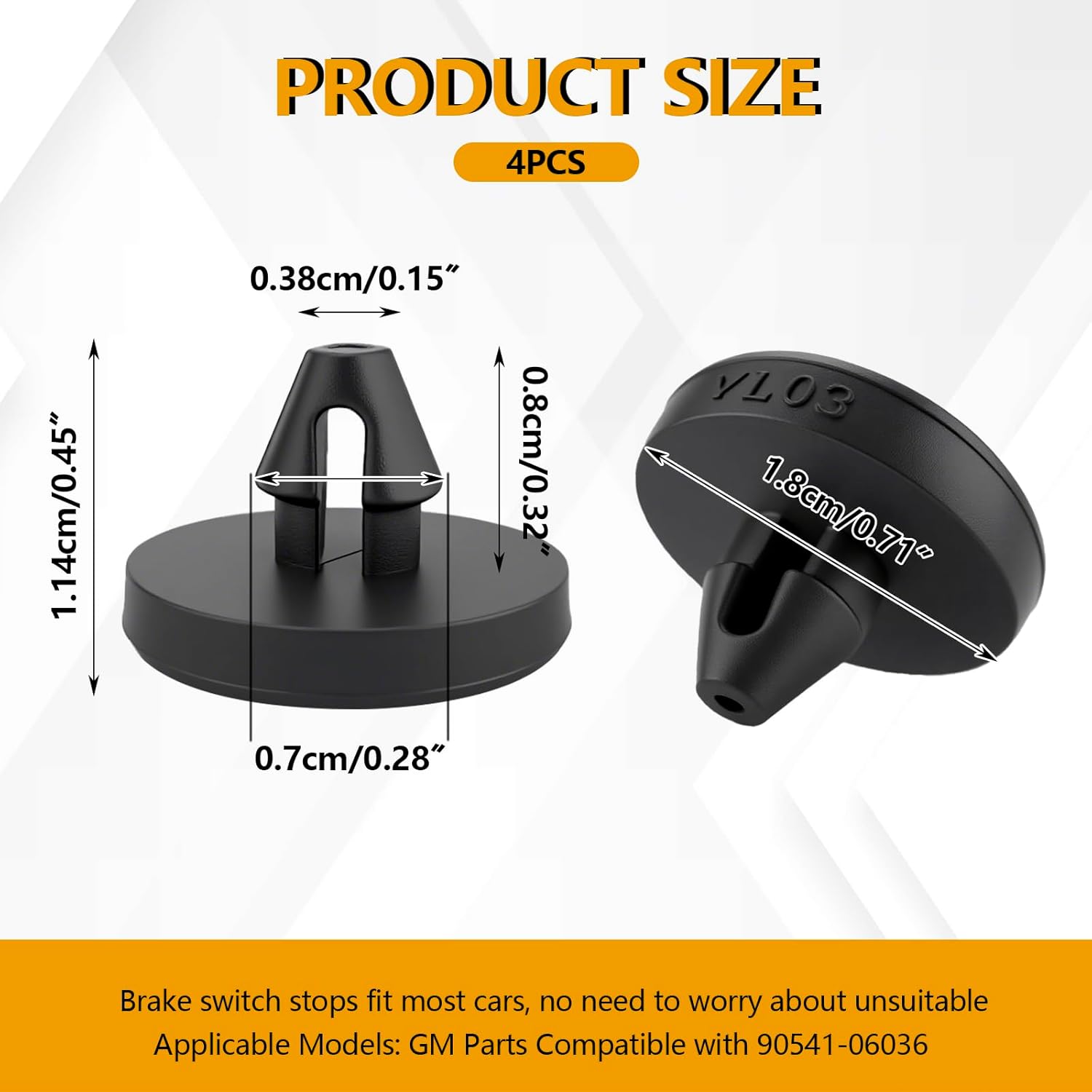 4PCS Car Brake Switch Stopper, OEM# 90541-06036 Brake Pedal Stop Pad, Automotive Brake Light Switch, Universal Clutch Pedal Stopper Compatible with