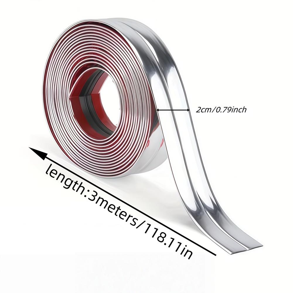 1pc 118.11inX0.79in Gold Wall Furniture Corner Molding Trim Sticker Self Adhesive Decor TapeTable Edge Guard Protection Strip