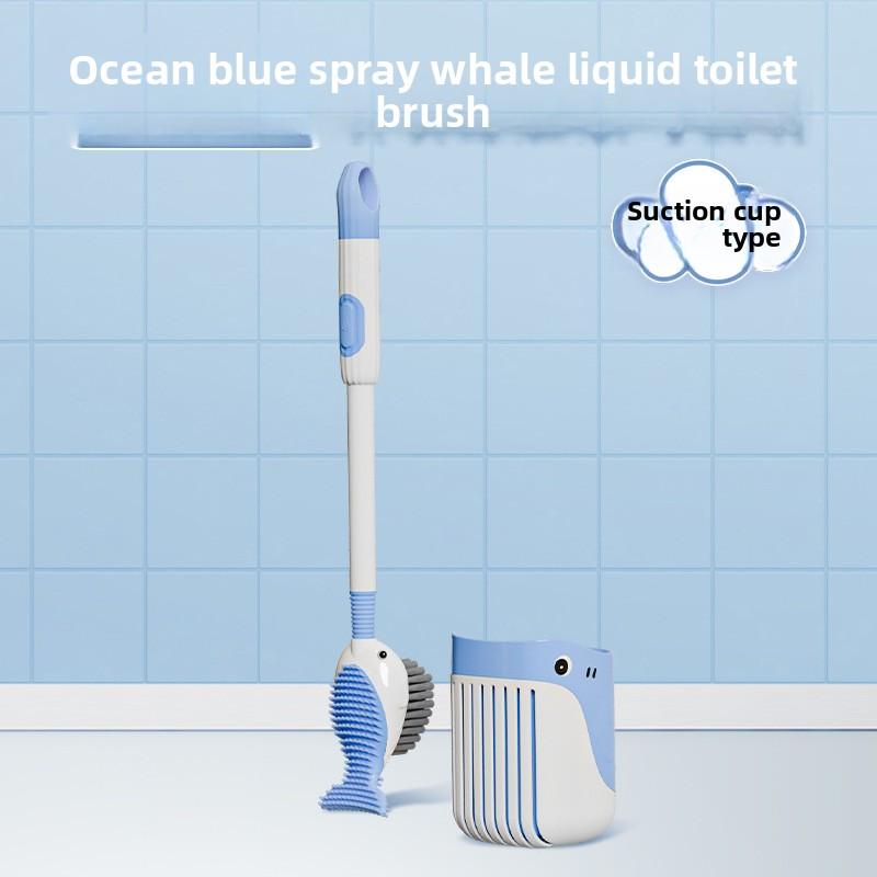 Liquid Injection Silicone Toilet Brush with Suction Cup Holder Strong Cleaning No Dead Corners