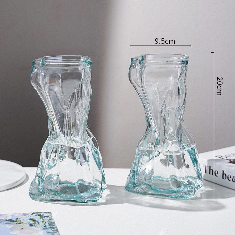 Creative Slanted Neck Glass Vase for Home or Office Decor