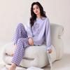 Women's pajamas spring and autumn long-sleeved trousers pure cotton two-piece suit, girls can wear cotton loungewear in autumn and winter