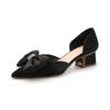 2123-18 high-heeled sandals women's 2025 summer Korean version bow hollow sandals pointed thick heel single shoes women