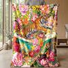 Tiger In Floral Bathtub 3 Theme Blanket Lightweight Warm Flannel Blanket Decorative Throw Blanket for Home Decoration