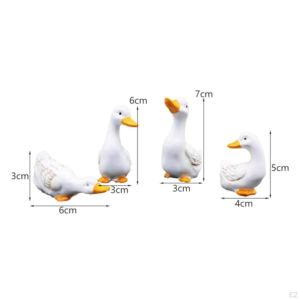 4 Pieces Garden Statues Duck Ornament Gifts Spring Art Animal Figurine Sculpture for Indoor Living