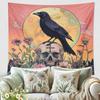 Raven And Skull Tapestry, Dark Violet Grey Decorative Wall Hanging,Gothic Tapestries Aesthetic For Living Room,Bedroom,Halloween