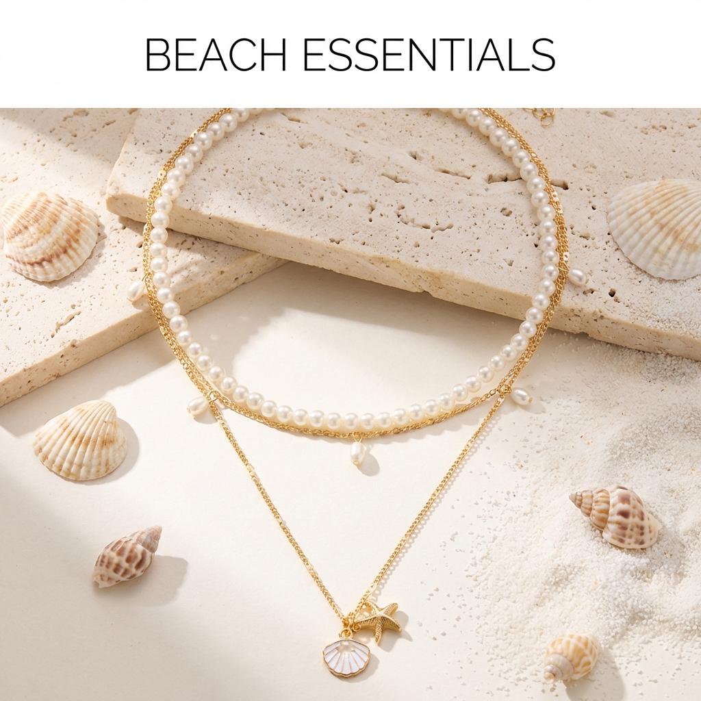 Bohemian Imitation Pearl Shell Starfish Pendant Necklace for Women Irregular Stone Sea Star Ocean Charm Choker Summer Jewelry