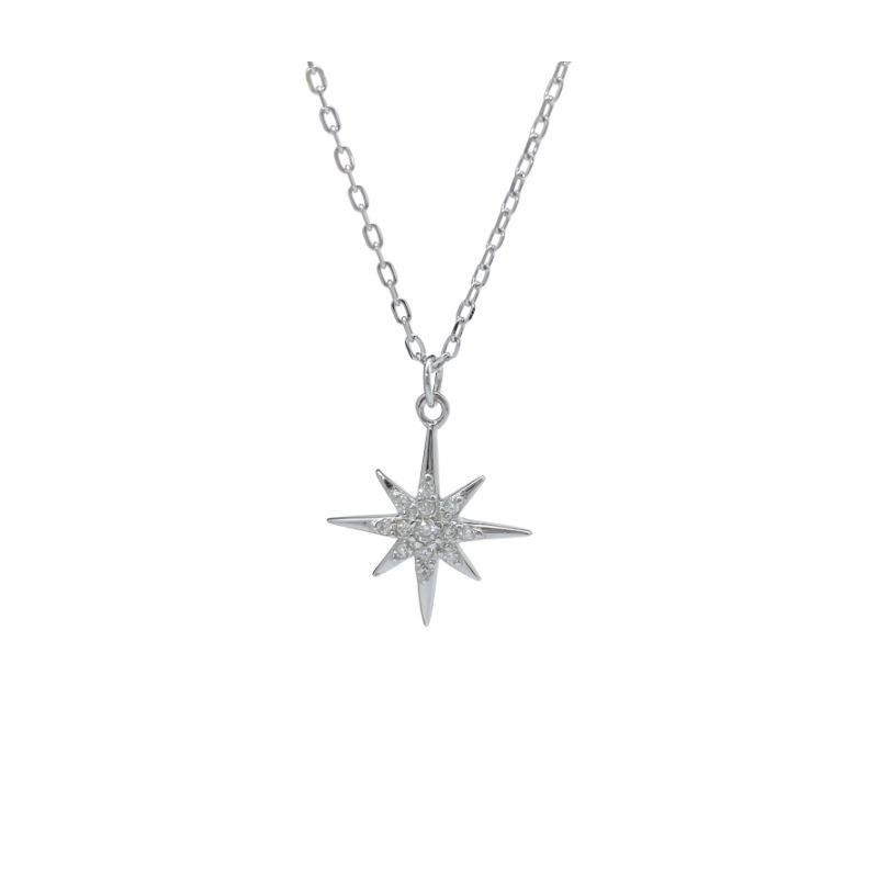 S925 Sterling Silver Eight-Pointed Star Necklace: Versatile, High-End Women's Fashion.